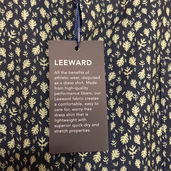 NWT! Mizzen+Main Leeward Short Sleeve Green Leaf Print Shirt Medium Trim - Picture 5 of 7